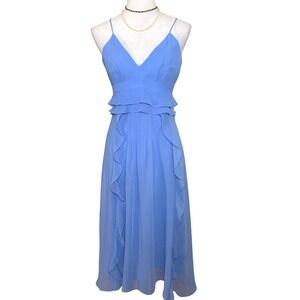 Nanette Lepore Chiffon Ruffle Peplum Party Dress 0 Bridal Guest Garden Formal